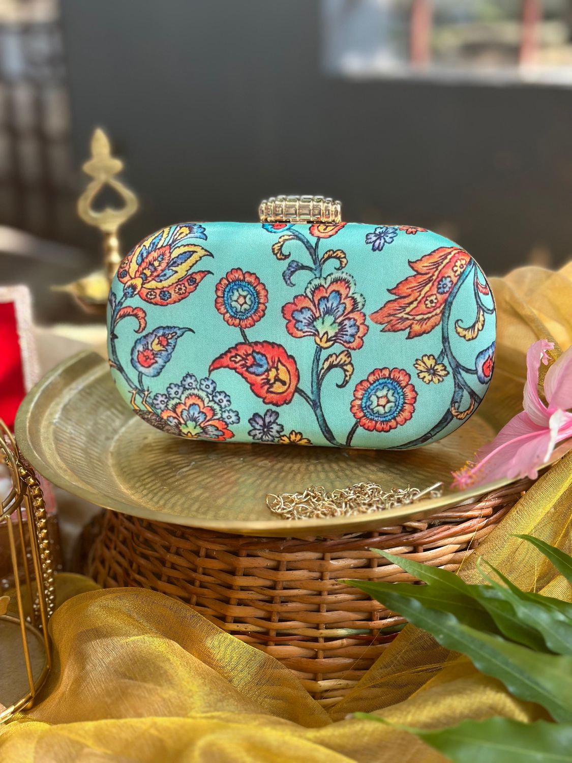 Teal Peacock Kalamkari