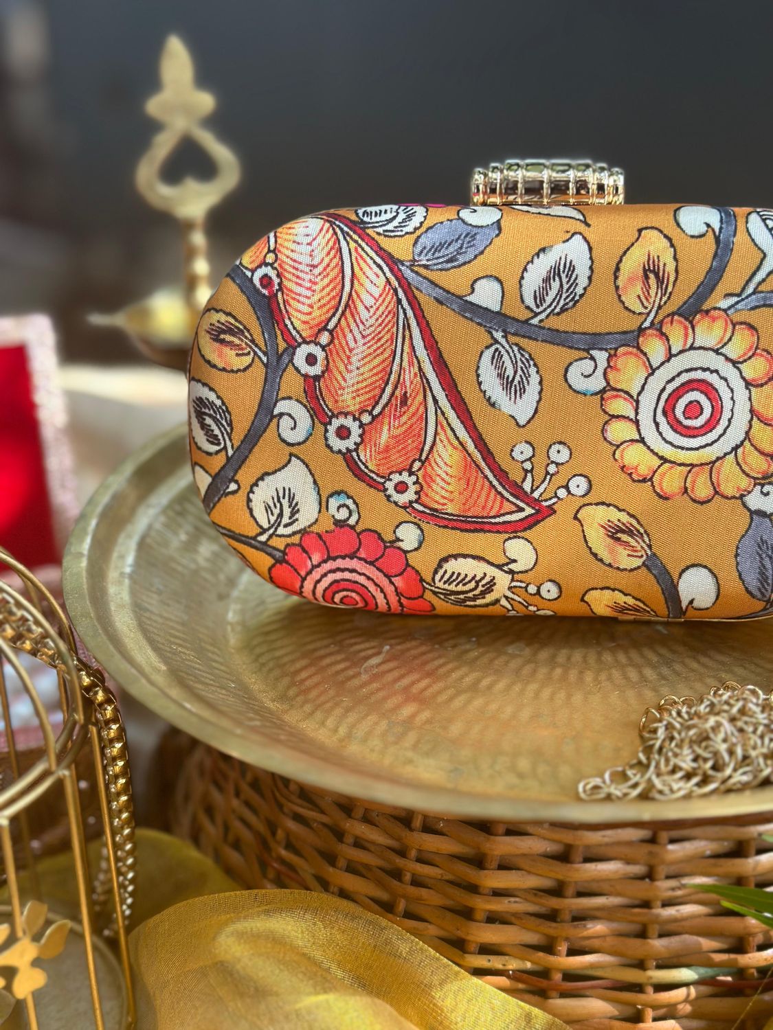 Mustard Peacock Kalamkari