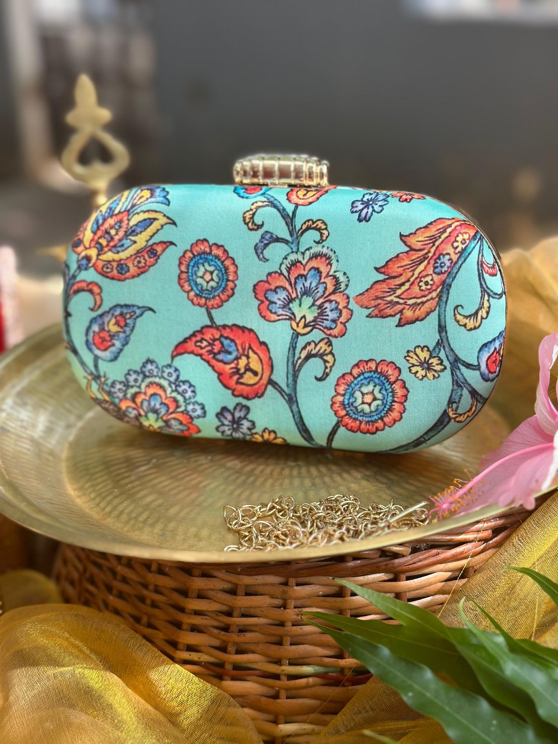 Teal Peacock Kalamkari
