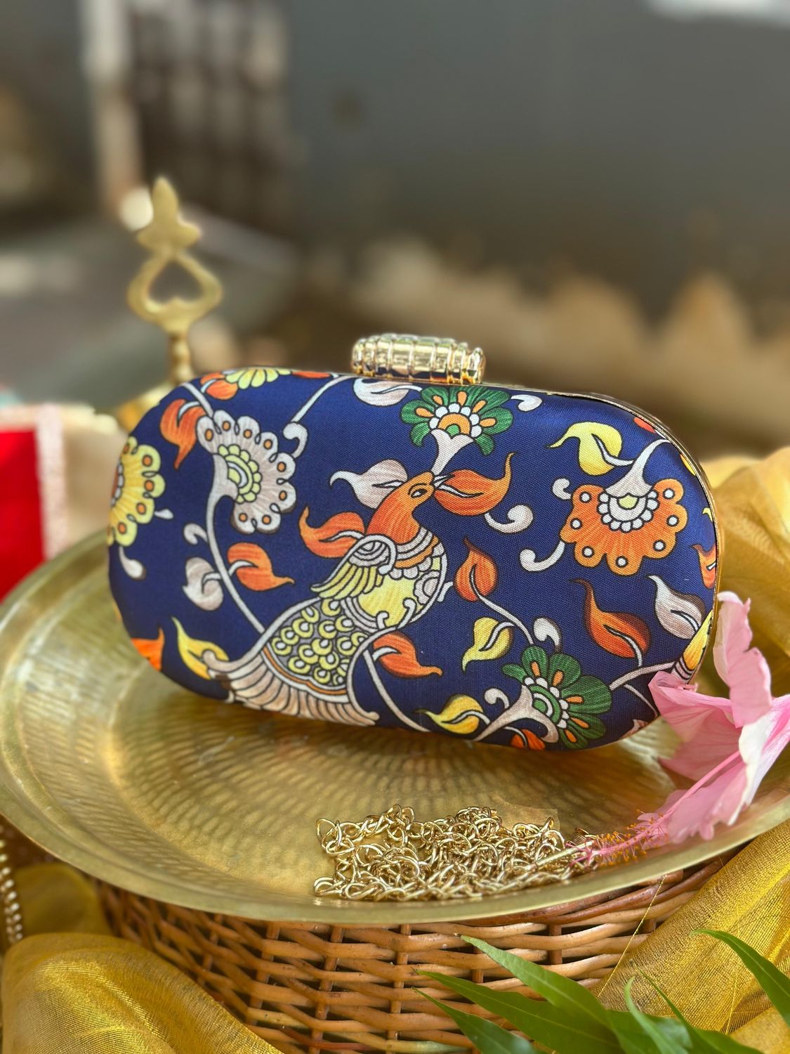 Dark Blue Peacock Kalamkari