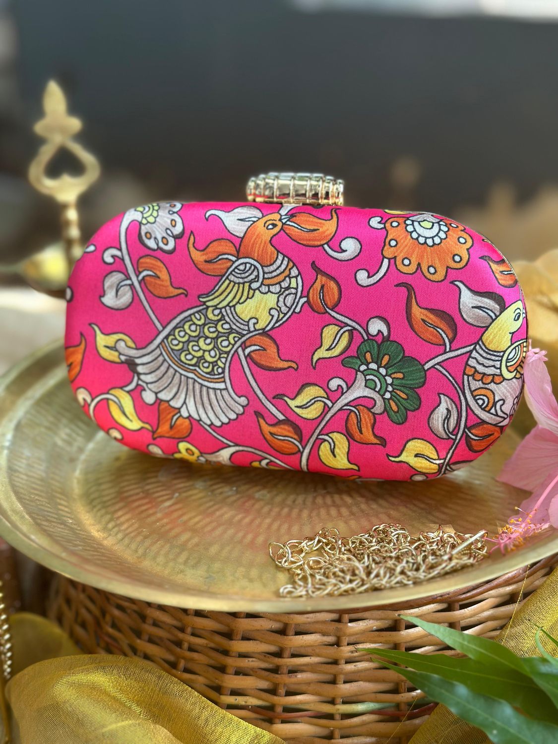 Mittai pink Peacock Kalamkari