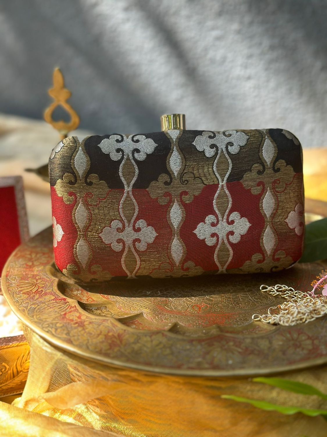 Black &amp; Maroon Banarasi