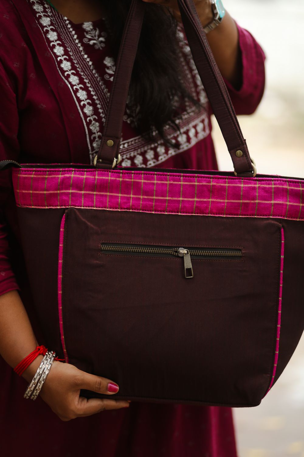 Maroon With Pink Kolam