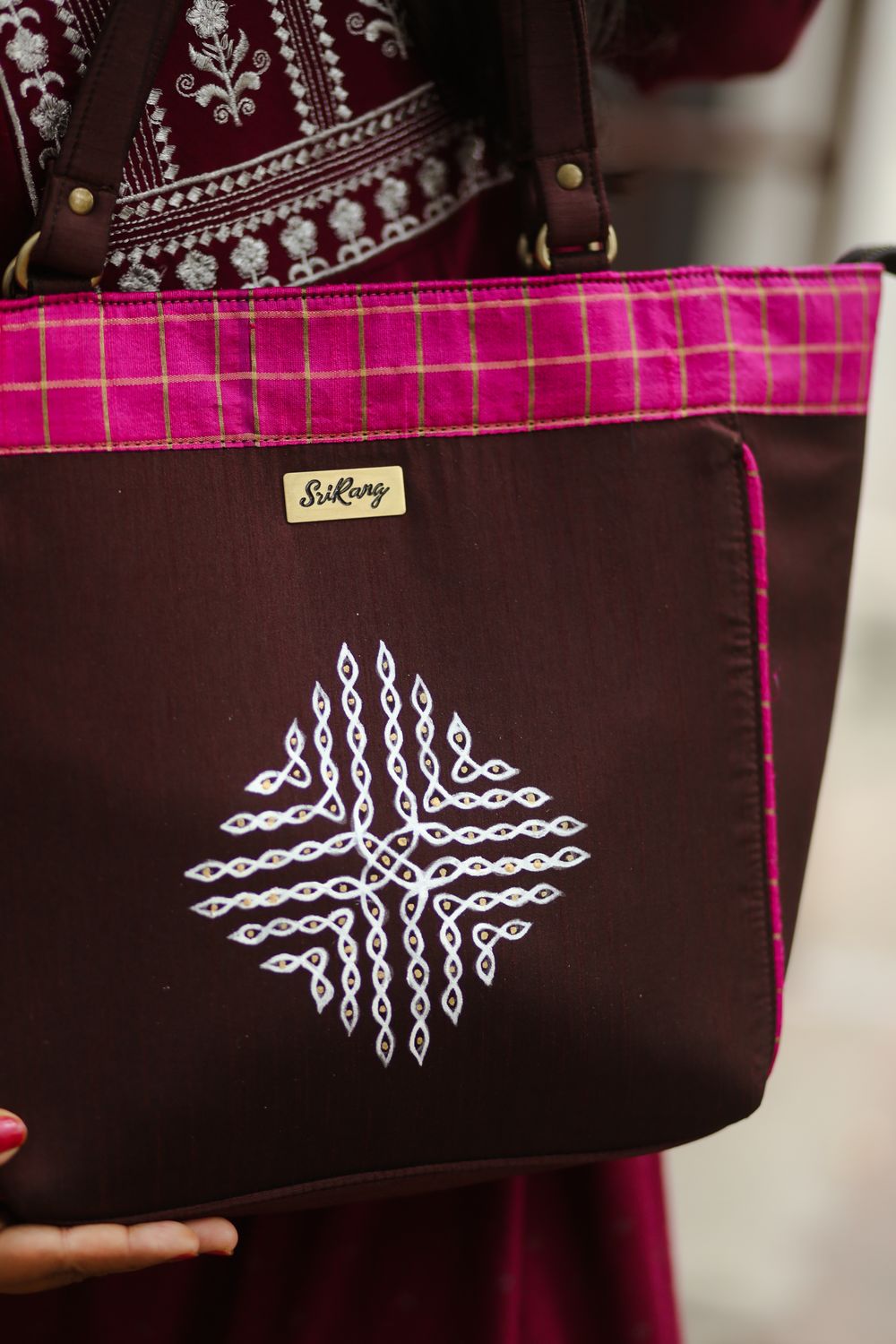 Maroon With Pink Kolam