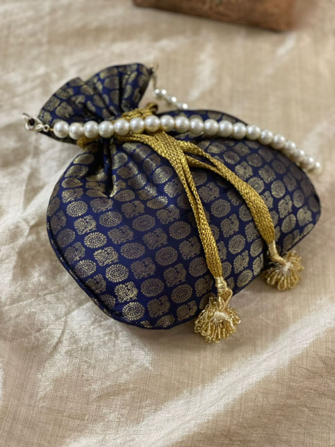 Navy Blue Peacock And Rudhraksham