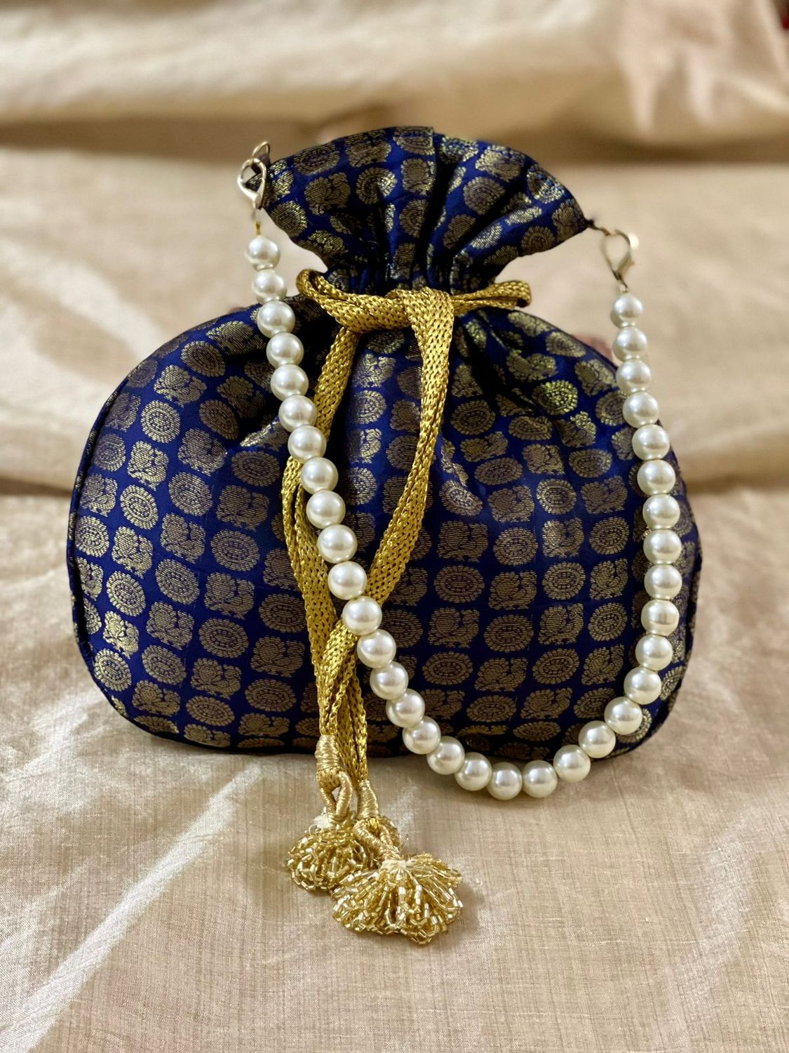 Navy Blue Peacock And Rudhraksham