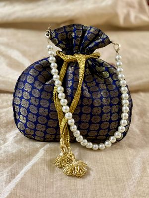 Navy Blue Peacock And Rudhraksham