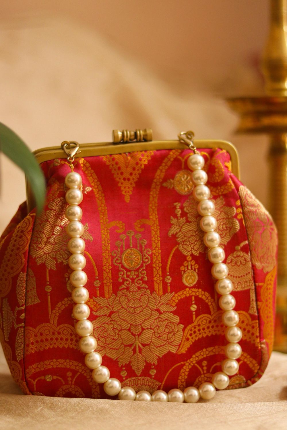 Pinkish Orange bell Mini Damru