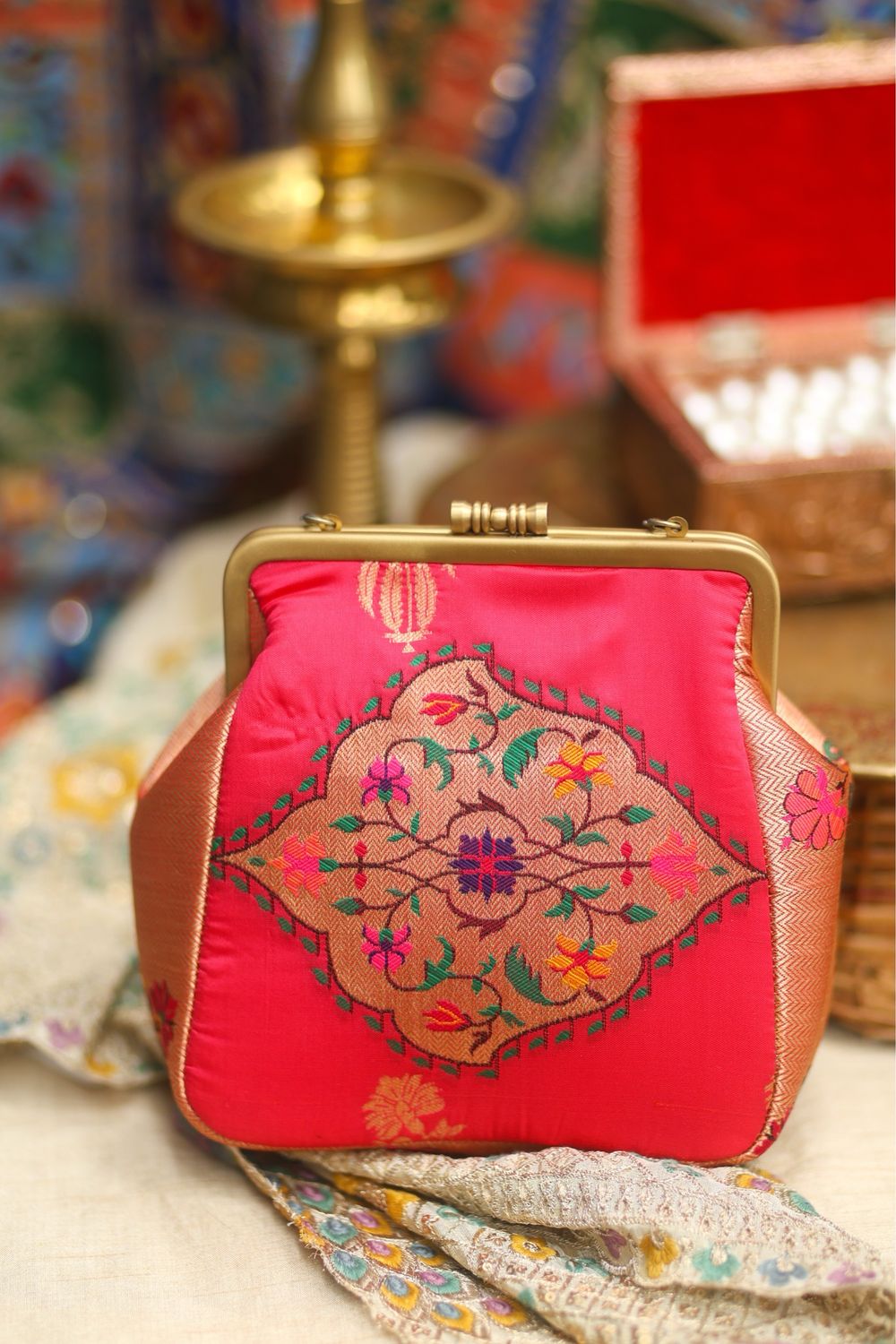 Rani Pink Small Damru With Floral