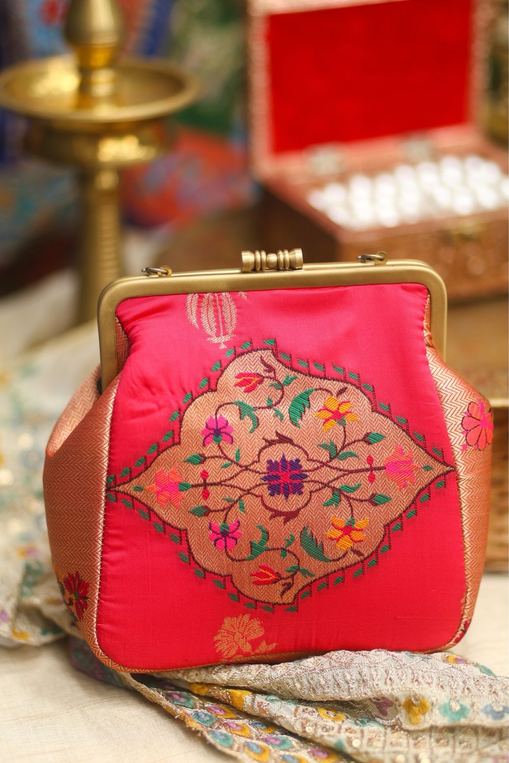 Rani Pink Small Damru With Floral
