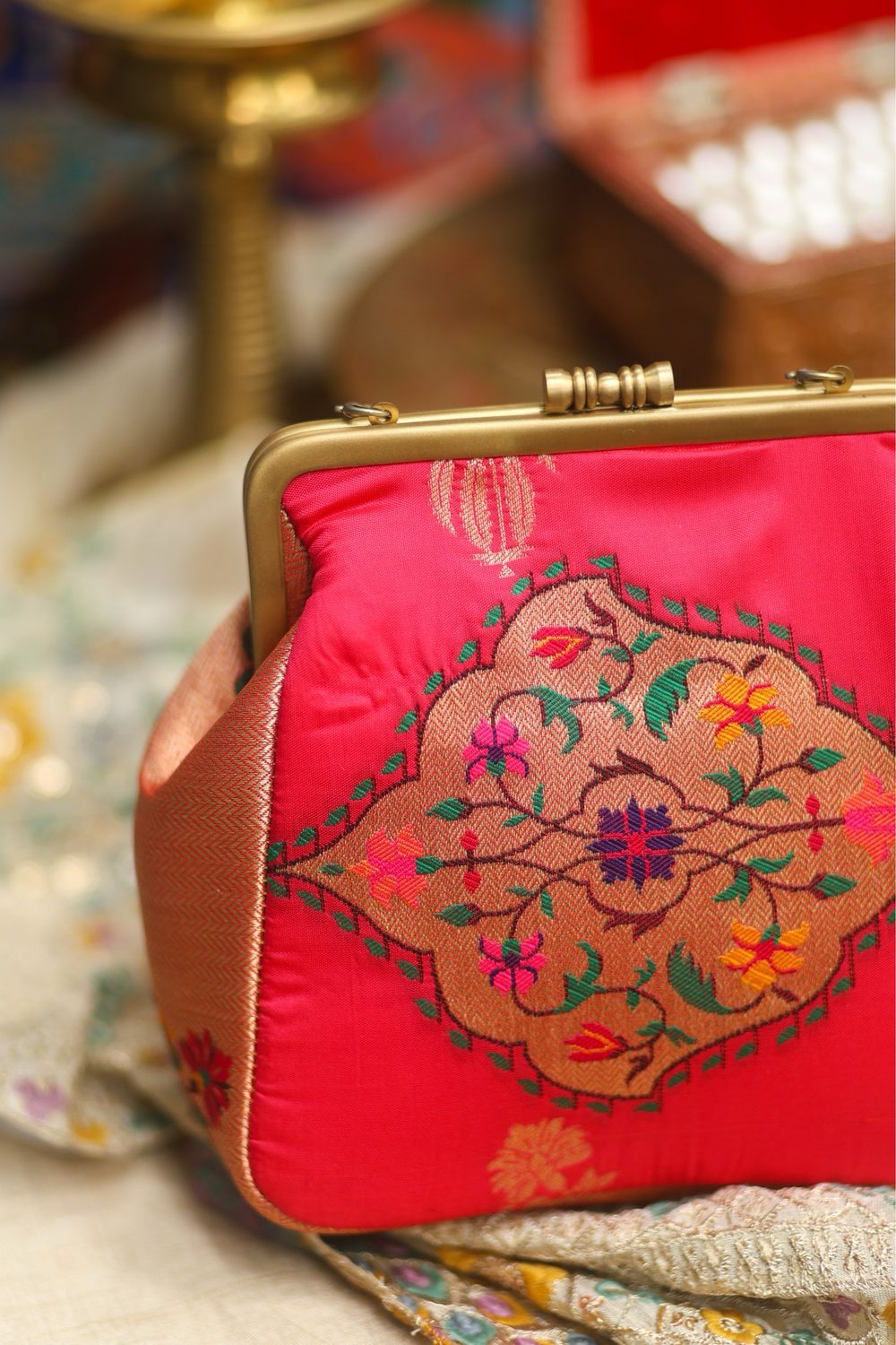Rani Pink Small Damru With Floral
