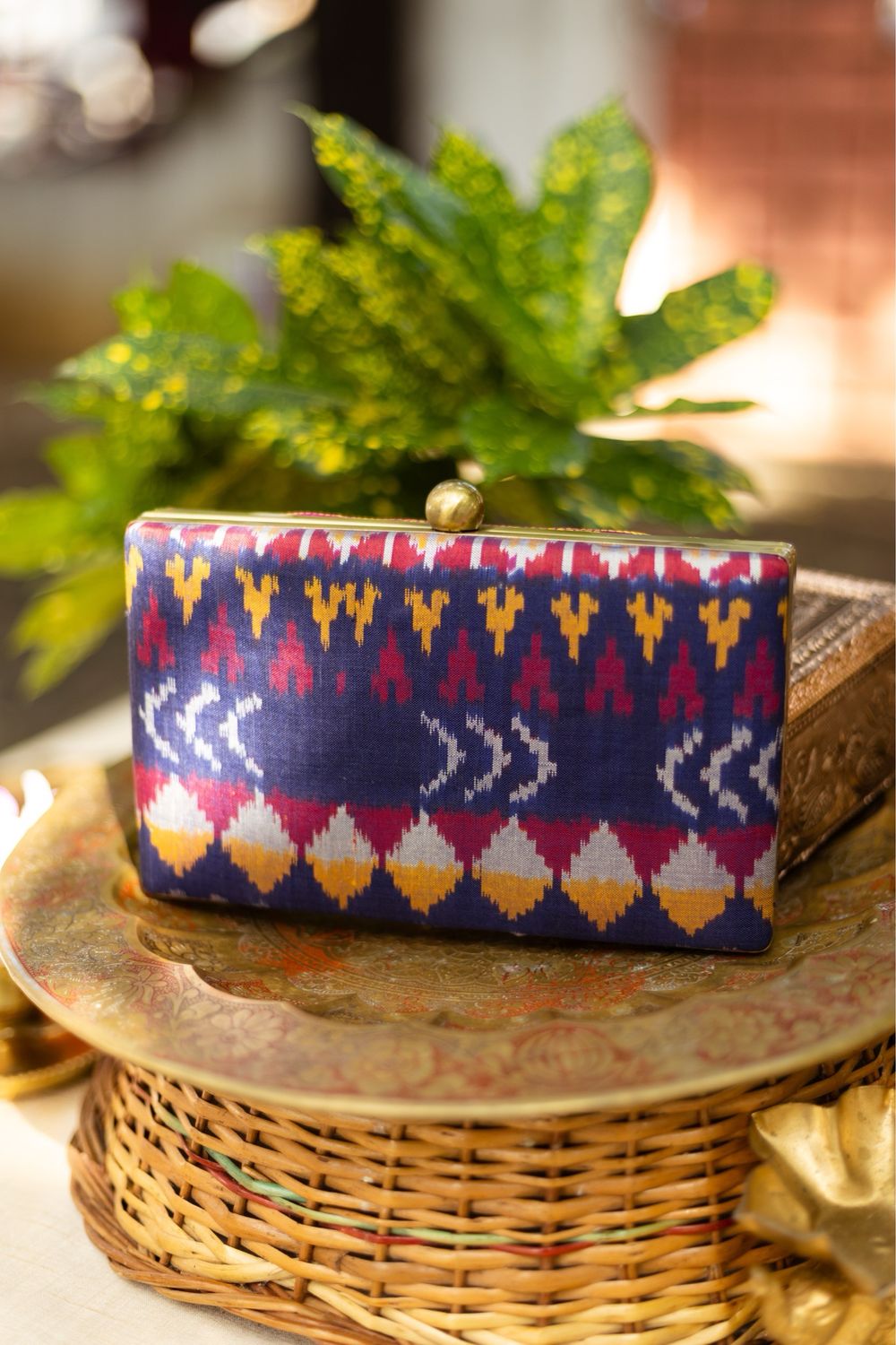 Mayil Yazhi With Deep Blue Ikkat Multi