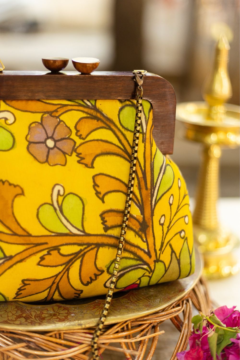 Yellow And Floral Wooden