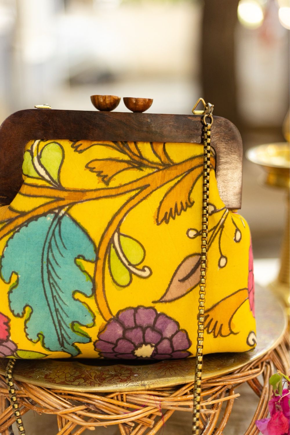 Yellow And Floral Wooden