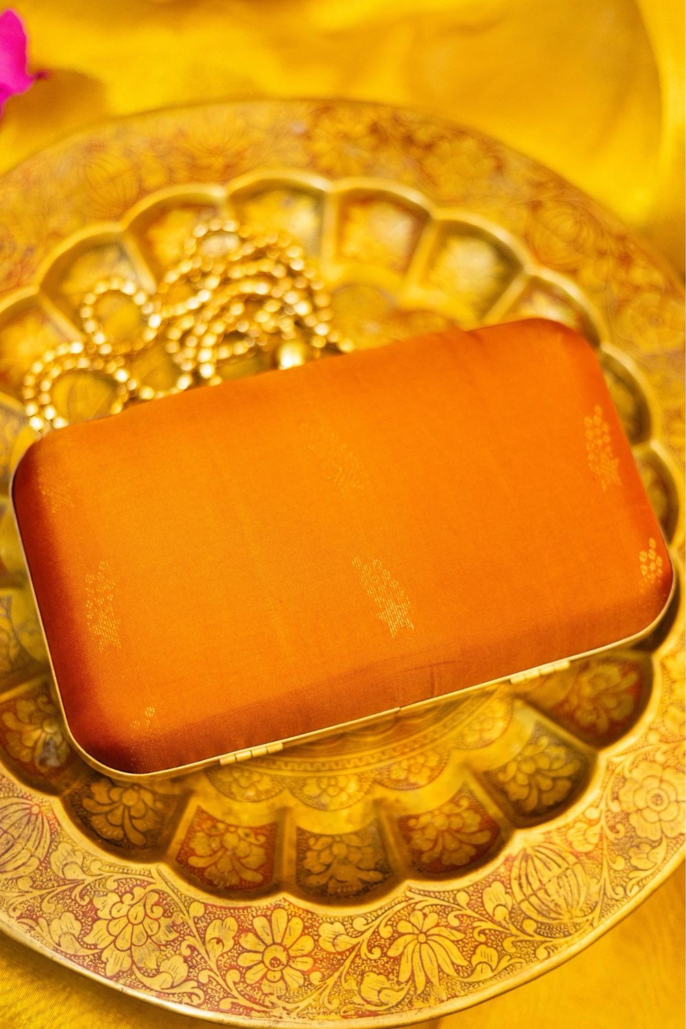 Orange Rust Shooting Star Kanchivaram