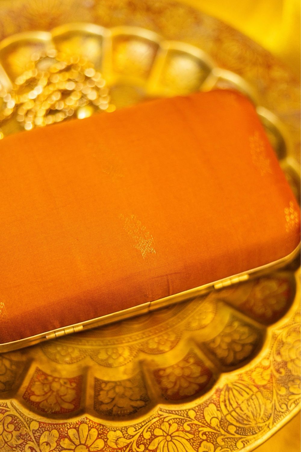 Orange Rust Shooting Star Kanchivaram