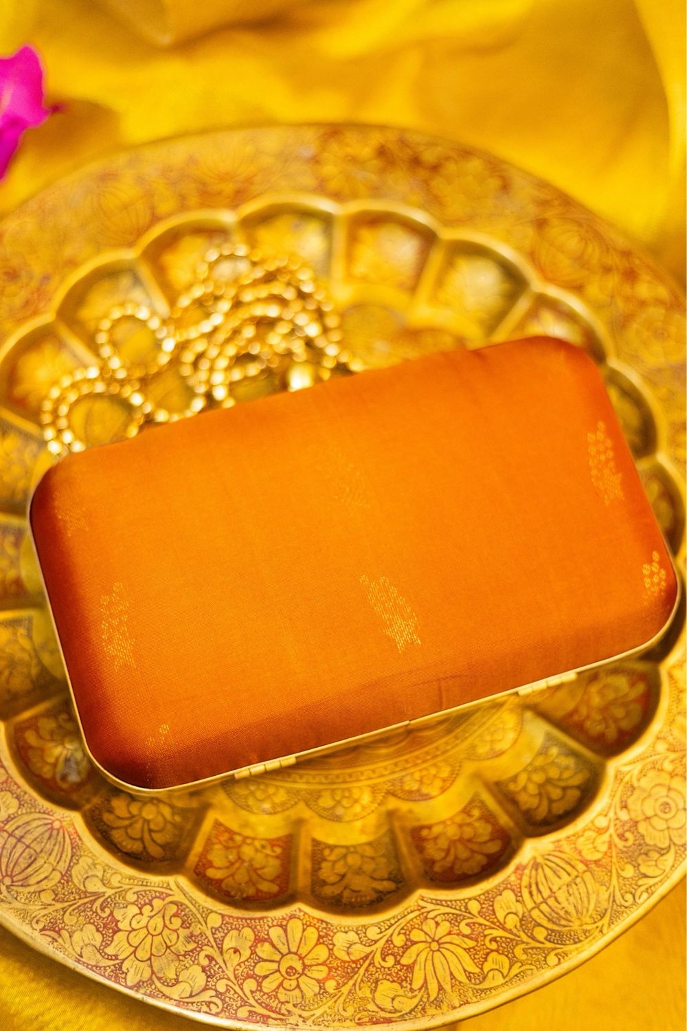 Orange Rust Shooting Star Kanchivaram