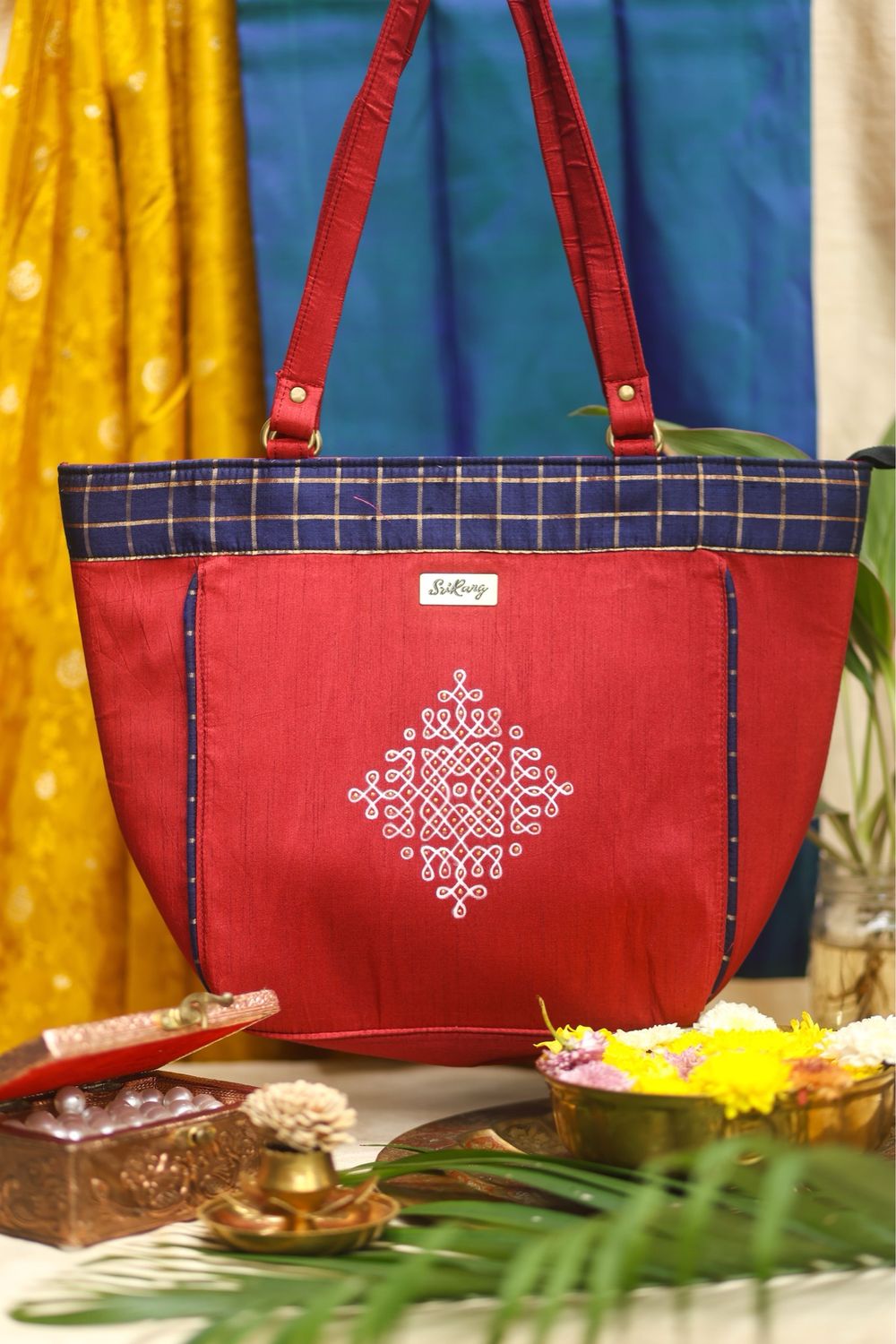 Red And Navy Blue Kolam