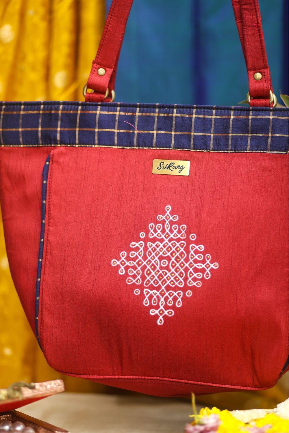 Red And Navy Blue Kolam