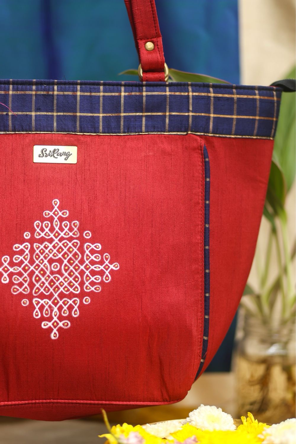 Red And Navy Blue Kolam