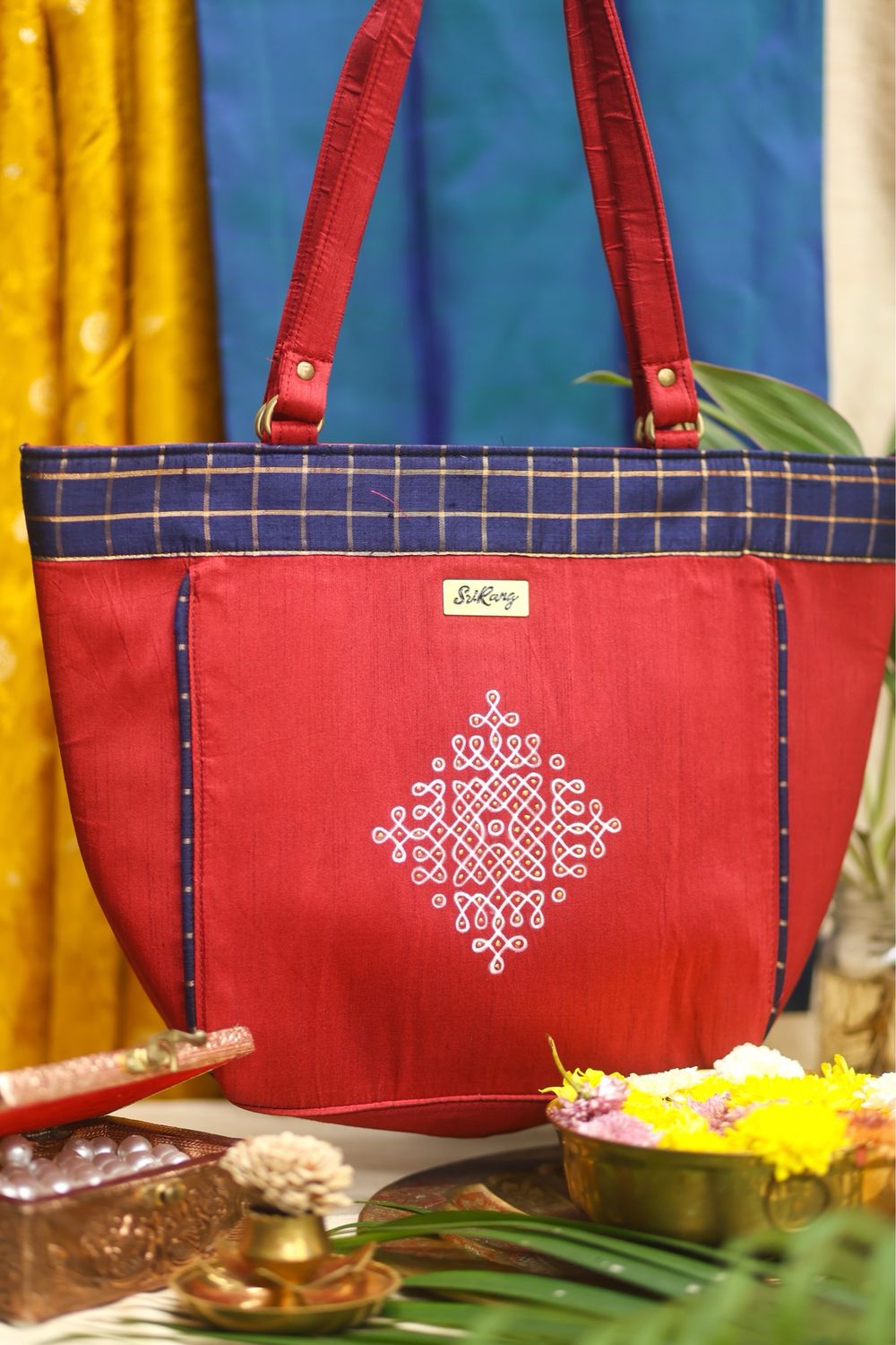 Red And Navy Blue Kolam