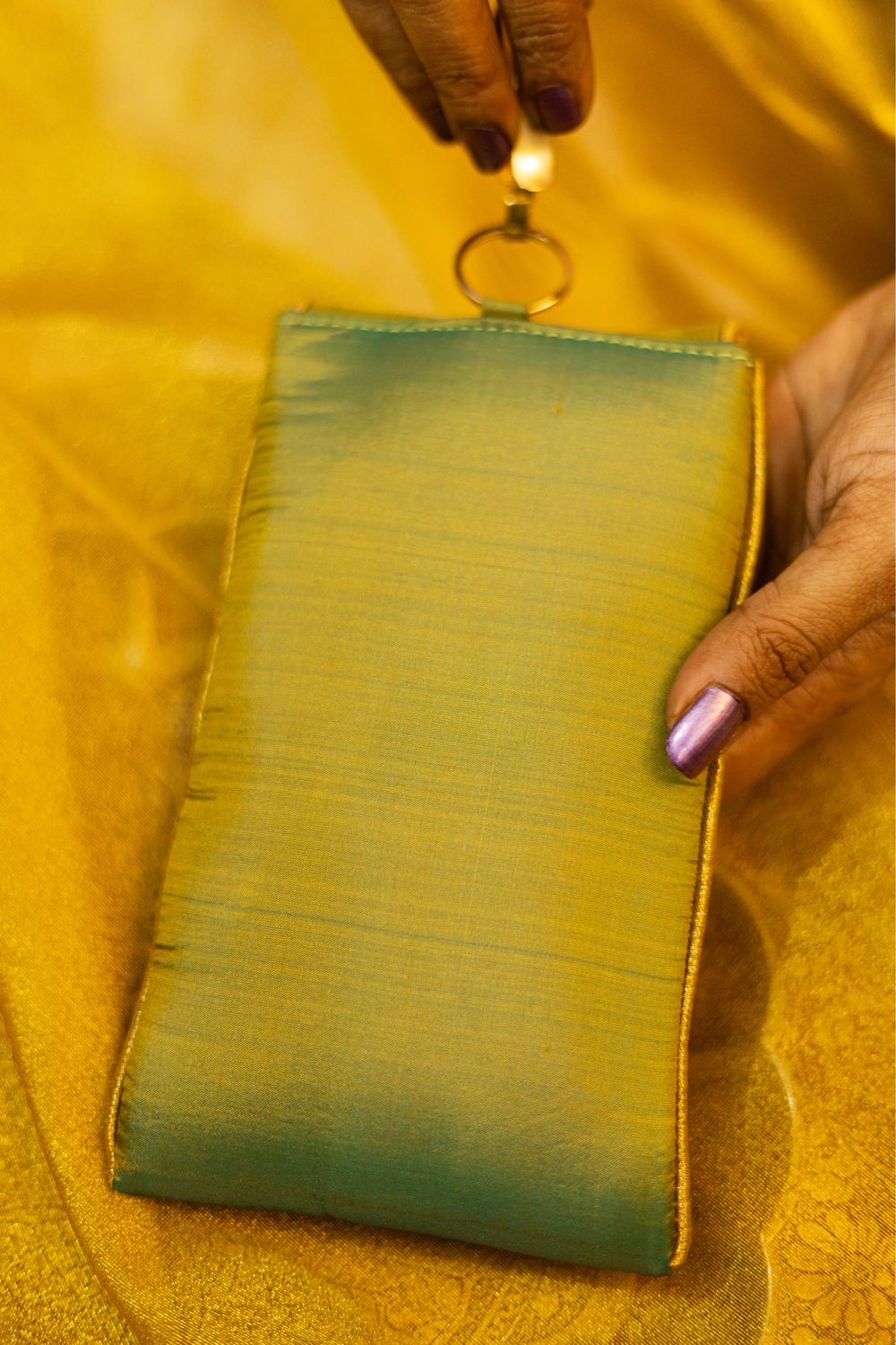 Meenakshi Green With Brown Silver Zari