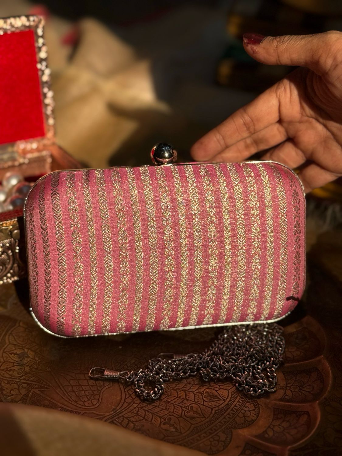 Sun Kissed Pink With Silver Striped