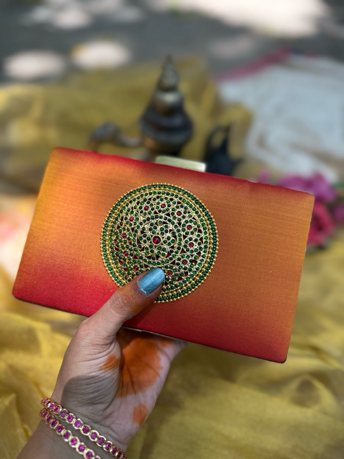 Orange With Green Rakudi