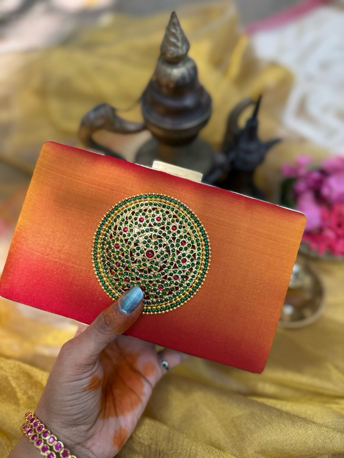 Orange With Green Rakudi