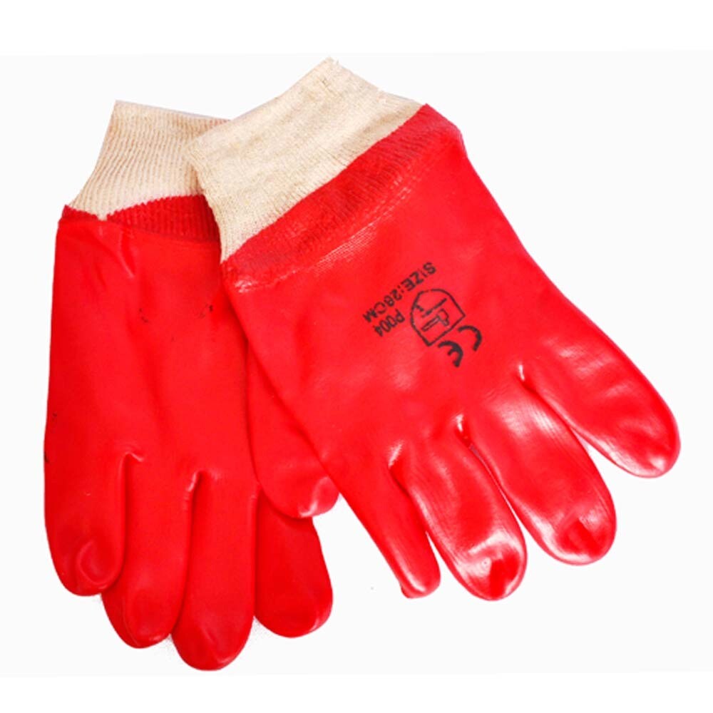 Glove PVC Knit Wrist Red