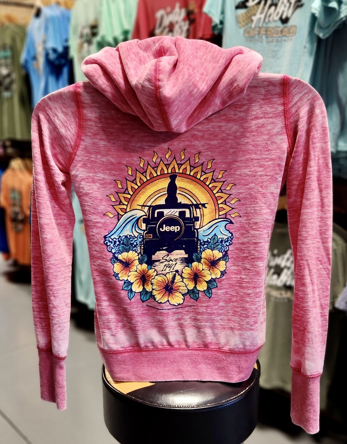 JEEP★LADY'S_Bear Front Printed Jumper Jeep Womens Brand Logo Pullover Hoodie Graphic Gray size