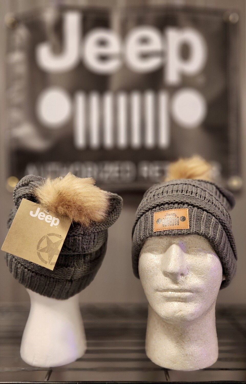 Jeep Beanie - Gray Pom Pom