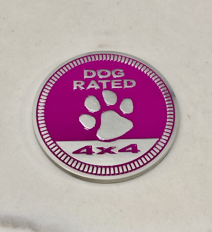 Jeep Badge - Dog Rated Pink