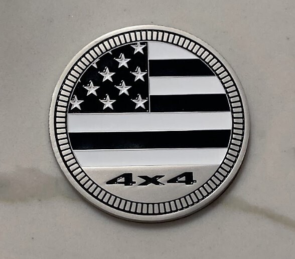 Jeep Badge - Black And White Flag