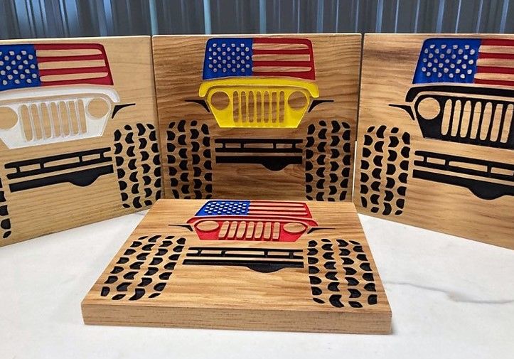 Wood Plaque - Jeep American Flag