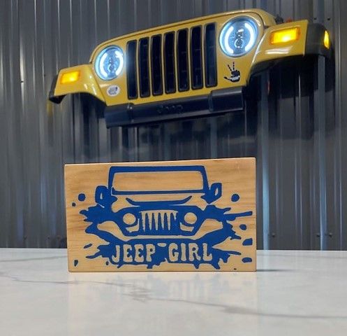 Wood Plaque - Jeep Girl - Blue Epoxy and Stain