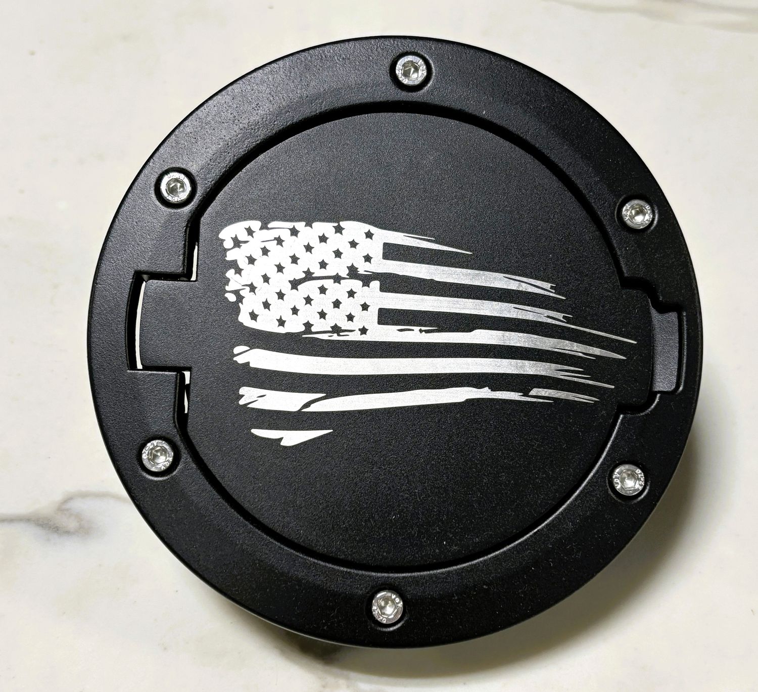 Jeep Fuel Door - Distressed Flag JK