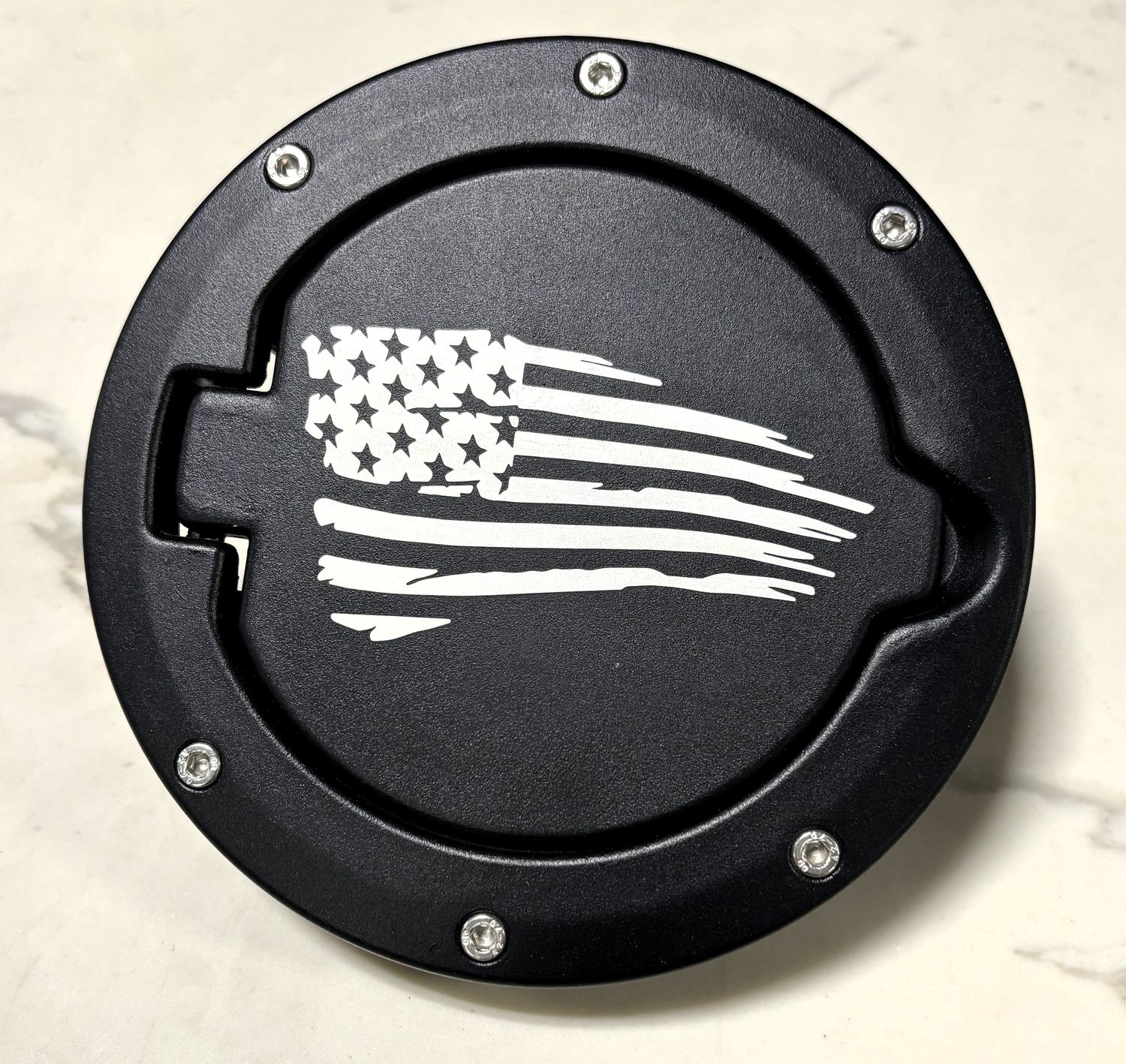 Jeep Fuel Door - Distressed Flag TJ