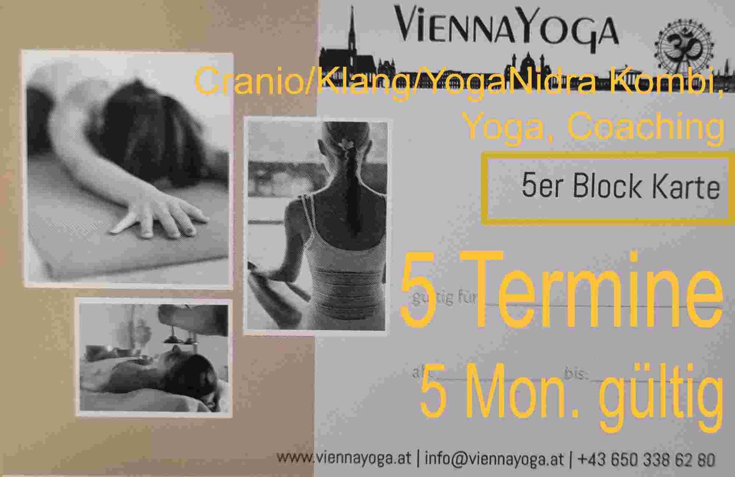 5er Block Cranio/Klang/YogaNidra Kombi, Yoga, Coaching - 90 Min.
