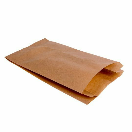 Bolsa papel KRAFT Bocadillo 9+5x32 (Caja 2500 unidades). Papel reciclable, biodegradable y que procede de materiales renovables. Apto para el contacto directo con alimentos secos, grasos y húmedos.