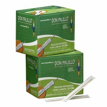 Palillo ENFUNDADO Individualmente EXTRA LARGO 13 cm (1.000 unidades). Palillo intermedio entre brocheta y palillo especialmente ideado para el consumo de caracoles, restaurantes, braserías, etc.