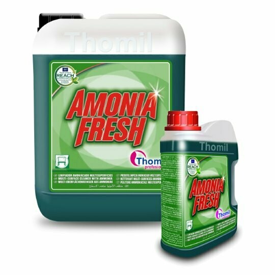 Detergente amoniacal AMONIA FRESH. Producto elaborado en base a tensioactivos de elevado poder detergente y desengrasante. Contiene amoniaco y esencias de pino. Detergente amoniacal AMONIA FRESH. Producto elaborado en base a tensioactivos de elevado poder detergente y desengrasante. Contiene amoniaco y esencias de pino.