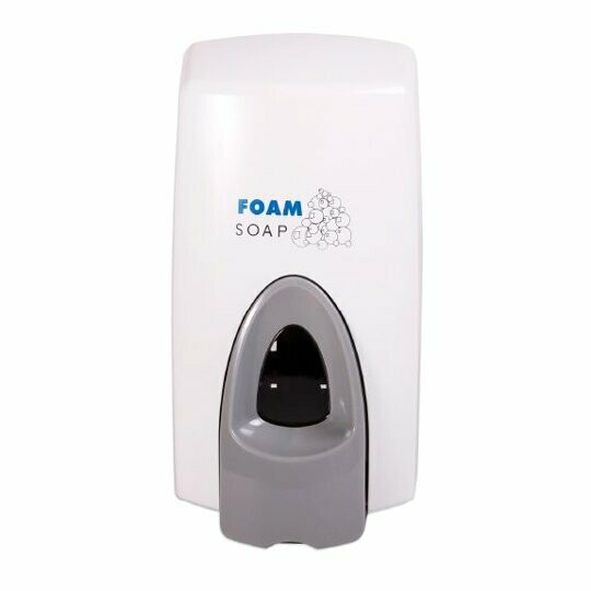 Dosificador jabón manos ABS BLANCO espuma 800 ml. Proporciona 2000 dosis por su carga, su pulsador está fabricado material antibacteriano. Dispone de visor transparente para ver el nivel de la carga. Dosificador jabón manos ABS BLANCO espuma 800 ml. Proporciona 2000 dosis por su carga, su pulsador está fabricado material antibacteriano. Dispone de visor transparente para ver el nivel de la carga.