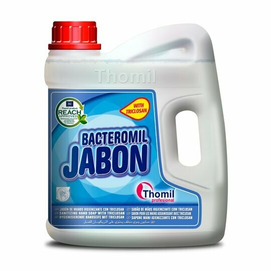 Jabón manos BACTEROMIL con desinfectante (Garrafa 4 l). Jabón de manos es un producto indicado para el lavado continuado de las manos, incorpora agentes anti-microbianos e hidratantes para la piel. Jabón manos BACTEROMIL con desinfectante (Garrafa 4 l). Jabón de manos es un producto indicado para el lavado continuado de las manos, incorpora agentes anti-microbianos e hidratantes para la piel.