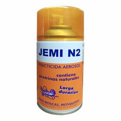 Insecticida JEMI N2 Aerosol (Pulverizador 250 ml). Insecticida eficiente y de larga duración con piretrinas naturales.