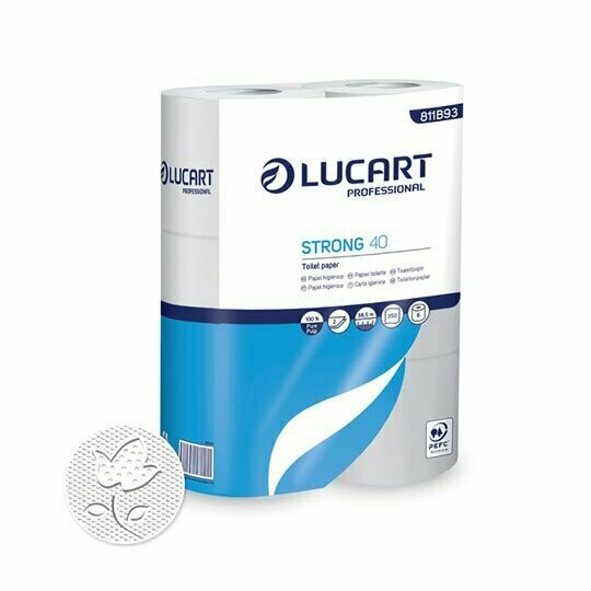 Papel higiénico STRONG 40 2 capas rollo 38,5 m (Paquete 96 unidades). Indicado para los entornos industriales. Alta capacidad de absorción y resistencia. Talleres, hostelería, alimentaria, etc. Papel higiénico STRONG 40 2 capas rollo 38,5 m (Paquete 96 unidades). Indicado para los entornos industriales. Alta capacidad de absorción y resistencia. Talleres, hostelería, alimentaria, etc.