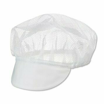 Gorra de tela CARLOTA TYMOR blanca rejilla con visera y goma elástica para recoger todo el cabello, varios usos (Paquete 10 unidades). Producto apto para uso en la industria alimentaria. Gorra de tela CARLOTA TYMOR blanca rejilla con visera y goma elástica para recoger todo el cabello, varios usos (Paquete 10 unidades). Producto apto para uso en la industria alimentaria.
