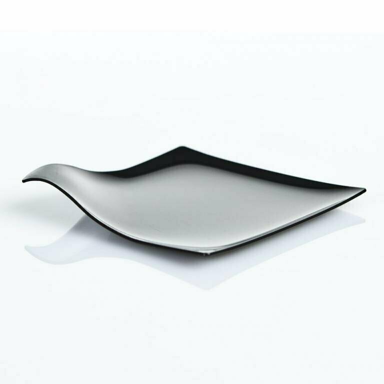 Platito cuadrado para degustación de tapas y bocados serie ÁRTICA ELEGANCE color negro (Paquete 25 unidades)