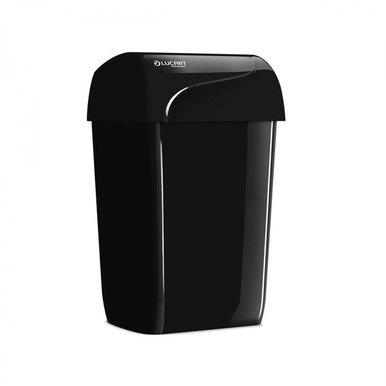Papelera IDENTITY Negra 43 l fabricada en ABS. Montaje en suelo o pared (kit incluido) Ideal para todo tipo de entornos.