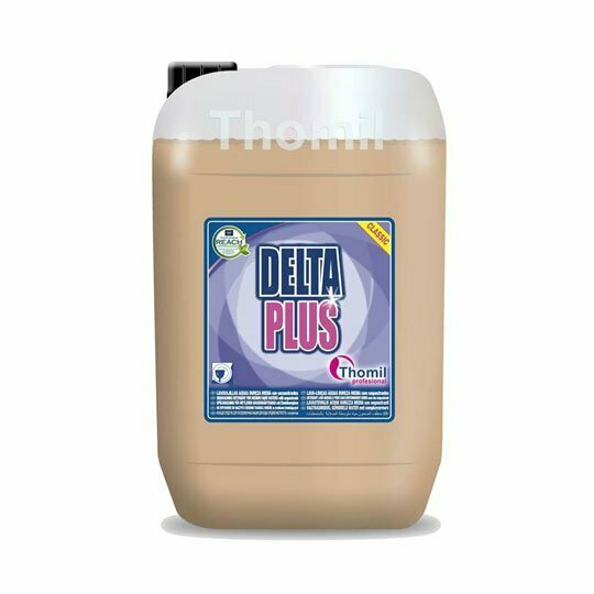 Lavavajillas maquina DELTA PLUS Extra Concentrado (Jerrican 12 kg). Detergente líquido concentrado de espuma controlada, indicado especialmente para máquinas lavavajillas automáticas.